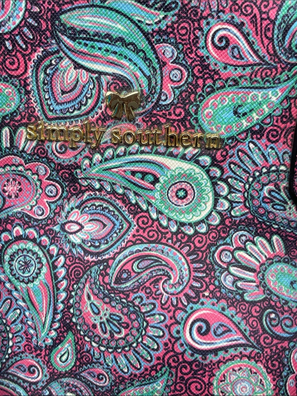 Simply Southern Pink and Teal Paisley Tote with Tassel - Picture 2 of 9